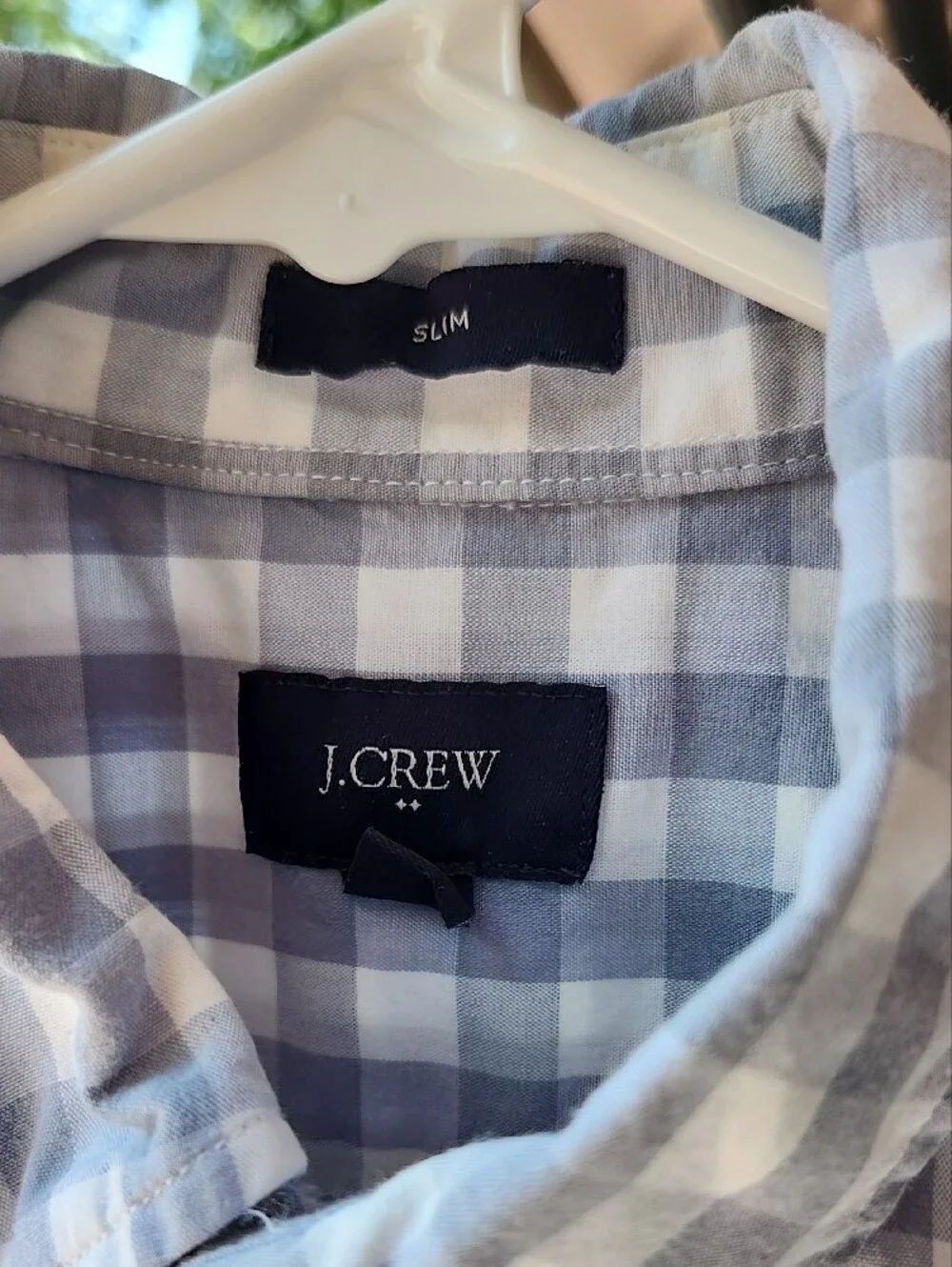 J. Crew Light Blue & White Short-Sleeve Gingham Button-Down Shirt
